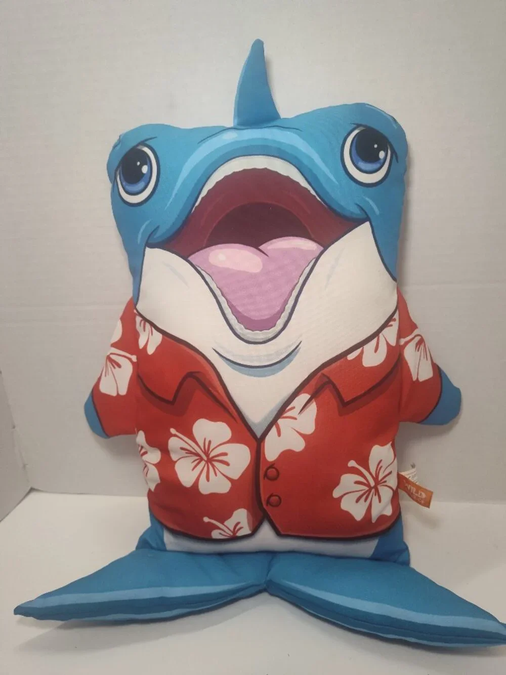 Wild Republic Shark Plush Throw Pillow Hawaiian Shirt Blue Novelty Decor